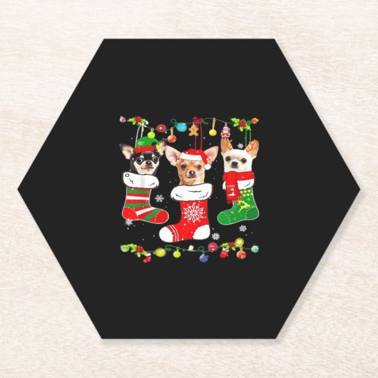 Chihuahua Weihnachtslicht Xmas Dog Classic T-Shir Untersetzer (Vorderseite)