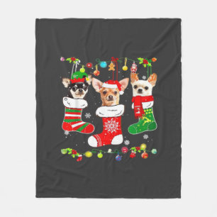 Chihuahua Weihnachtslichter Xmas Hund Klassisches Fleecedecke