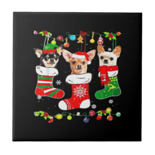Chihuahua Weihnachtslichter Xmas Hund Klassisches Fliese