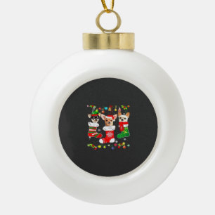 Chihuahua Weihnachtslichter Xmas Hund Klassisches Keramik Kugel-Ornament