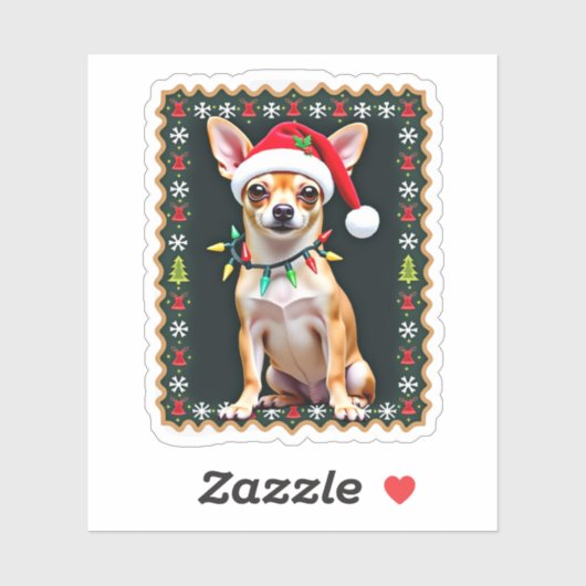 Chihuahua Weihnachtsmann Ugly Sweater Dog Lover X Aufkleber (Blatt)