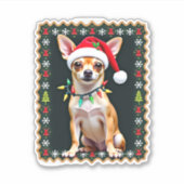 Chihuahua Weihnachtsmann Ugly Sweater Dog Lover X Aufkleber (Vorderseite)