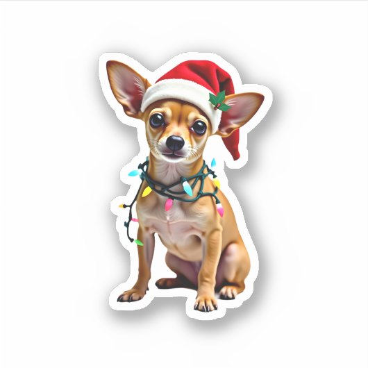Chihuahua Weihnachtsmann Ugly Sweater Dog Lover X Aufkleber (Vorderseite)