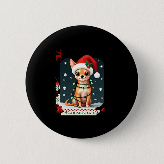 Chihuahua Weihnachtsmann Ugly Sweater Dog Lover X Button (Vorderseite)