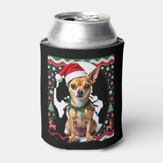 Chihuahua Weihnachtsmann Ugly Sweater Dog Lover X Dosenkühler (Kanne Vorderseite)
