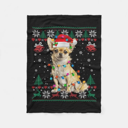 Chihuahua Weihnachtsmann Ugly Sweater Dog Lover X Fleecedecke (Vorderseite)