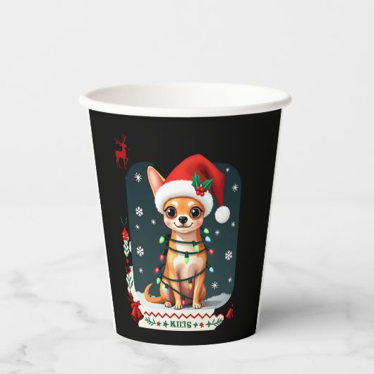 Chihuahua Weihnachtsmann Ugly Sweater Dog Lover X Pappbecher (Vorderseite)