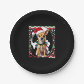 Chihuahua Weihnachtsmann Ugly Sweater Dog Lover X Pappteller (Vorderseite)