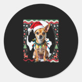 Chihuahua Weihnachtsmann Ugly Sweater Dog Lover X Runder Aufkleber (Vorderseite)