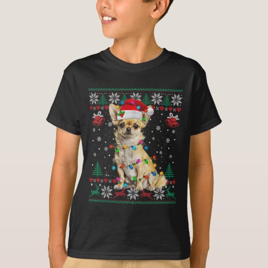 Chihuahua Weihnachtsmann Ugly Sweater Dog Lover X T-Shirt (Vorderseite)