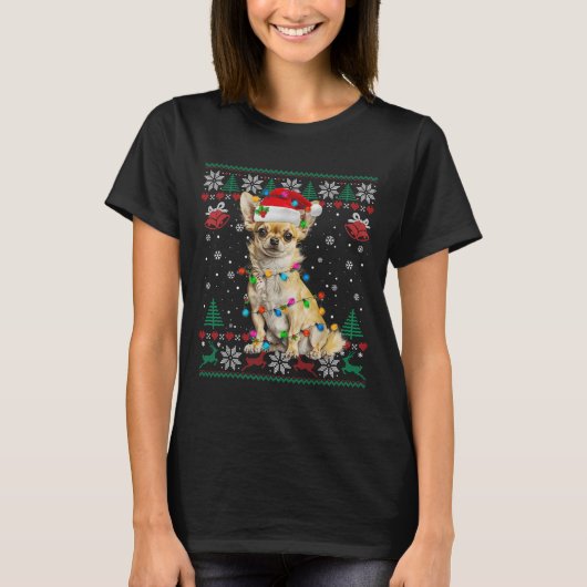 Chihuahua Weihnachtsmann Ugly Sweater Dog Lover X T-Shirt (Vorderseite)