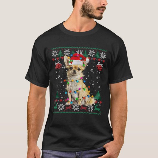 Chihuahua Weihnachtsmann Ugly Sweater Dog Lover X T-Shirt (Vorderseite)
