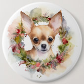 Chihuahua Weihnachtsmann Weihnachtsfest Button (Vorderseite)
