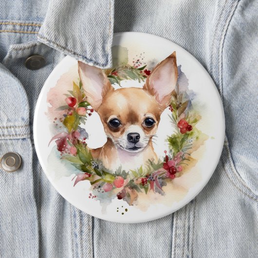 Chihuahua Weihnachtsmann Weihnachtsfest Button (Beispiel)
