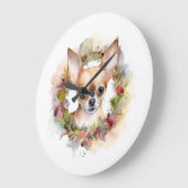 Chihuahua Weihnachtsmann Weihnachtsfest Große Wanduhr (Winkel)