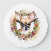Chihuahua Weihnachtsmann Weihnachtsfest Große Wanduhr (Vorderseite)