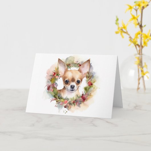 Chihuahua Weihnachtsmann Weihnachtsfest Karte (Gelbe Blume)