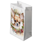 Chihuahua Weihnachtsmann Weihnachtsfest Kleine Geschenktüte (Rückseite Schrägansicht)
