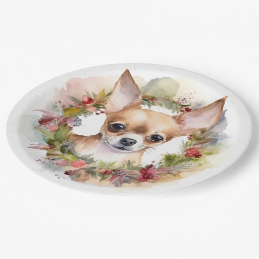 Chihuahua Weihnachtsmann Weihnachtsfest Pappteller (Schrägansicht)