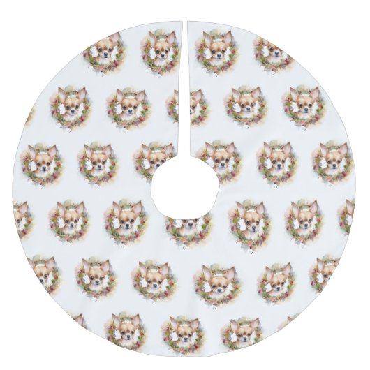 Chihuahua Weihnachtsmann Weihnachtsfest Polyester Weihnachtsbaumdecke (Vorderseite)