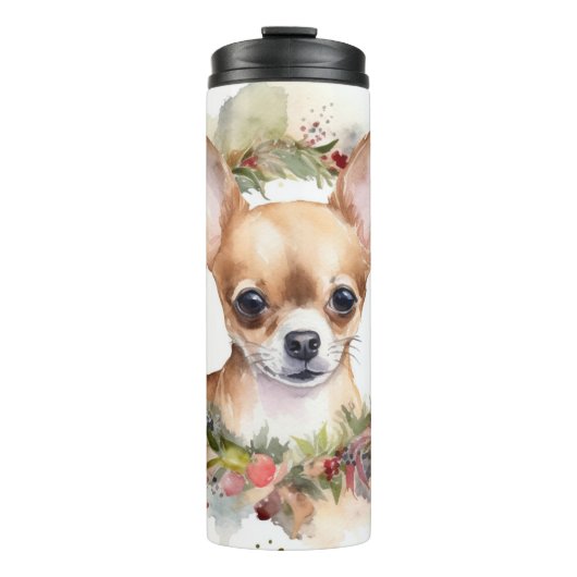 Chihuahua Weihnachtsmann Weihnachtsfest Thermosbecher (Vorderseite)