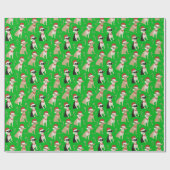 Chihuahua Weihnachtsmannmütze Candy Cane Green Chr Geschenkpapier (Flach)