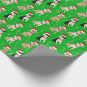 Chihuahua Weihnachtsmannmütze Candy Cane Green Chr Geschenkpapier (Ecke)