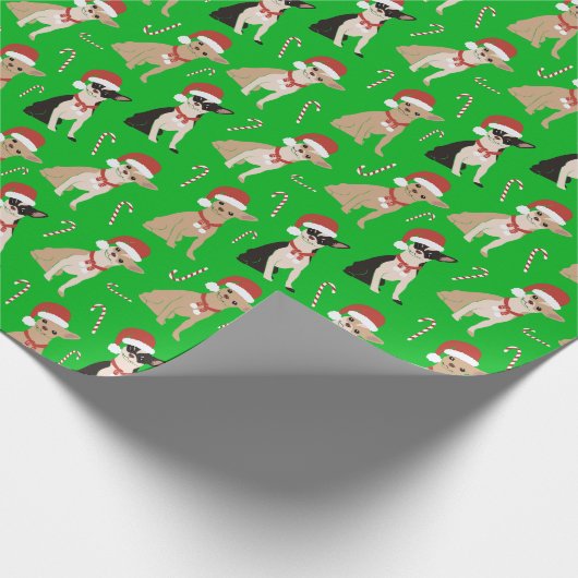 Chihuahua Weihnachtsmannmütze Candy Cane Green Chr Geschenkpapier (Ecke)