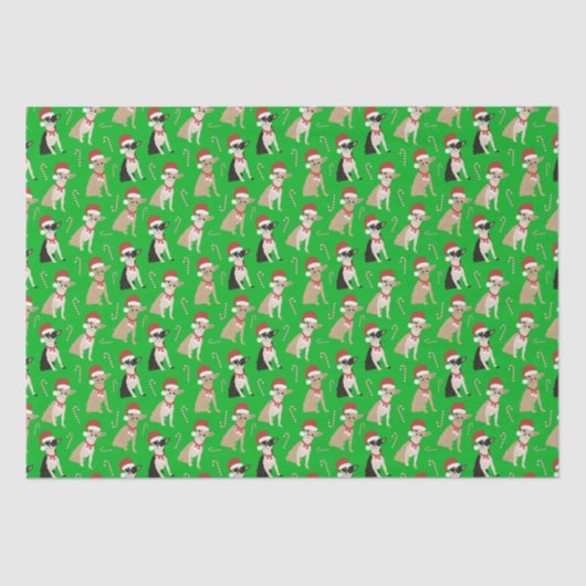 Chihuahua Weihnachtsmannmütze Candy Cane Green Chr Seidenpapier (Vorderseite)