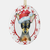 Chihuahua Weihnachtsmannmütze Red Snowflake Templa Keramik Ornament (Rechts)