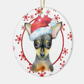 Chihuahua Weihnachtsmannmütze Red Snowflake Templa Keramik Ornament (Links)