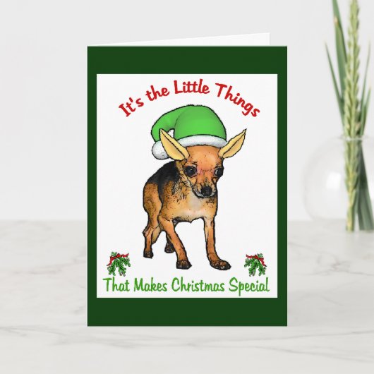 Chihuahua Weihnachtspenden Feiertagskarte (Vorderseite)