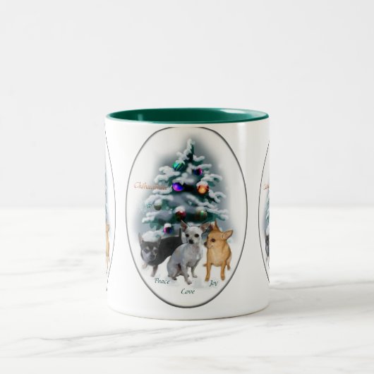 Chihuahua Weihnachtspenden Zweifarbige Tasse (Mittel)
