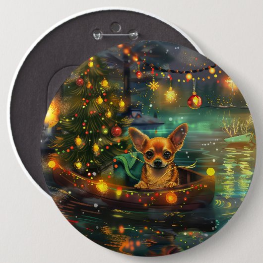 Chihuahua Weihnachtsreise Button (Vorne & Hinten)