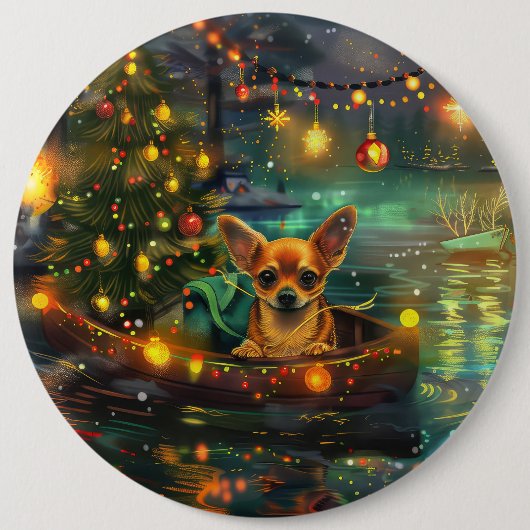 Chihuahua Weihnachtsreise Button (Vorderseite)