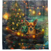 Chihuahua Weihnachtsreise Duschvorhang (Vorderseite)