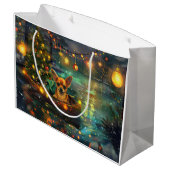 Chihuahua Weihnachtsreise Große Geschenktüte (Rückseite Schrägansicht)