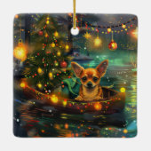 Chihuahua Weihnachtsreise Keramikornament (Rückseite)