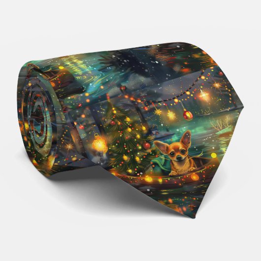 Chihuahua Weihnachtsreise Krawatte (Gerollt)