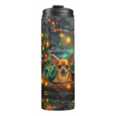 Chihuahua Weihnachtsreise Thermosbecher (Vorderseite)