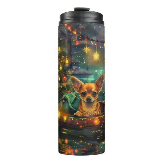 Chihuahua Weihnachtsreise Thermosbecher (Vorderseite)