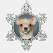 Chihuahua Weihnachtsschmuck Pewter hinzufügen Foto Schneeflocken Zinn-Ornament (Vorderseite)
