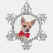 Chihuahua Weihnachtsschmuck Schneeflocken Zinn-Ornament (Vorderseite)