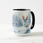 Chihuahua Weihnachtsschnee Tasse (VorderseiteRechts)
