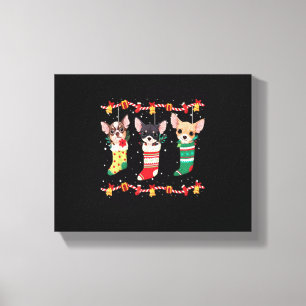 Chihuahua Weihnachtssocken Lichter Lustiger Xmas H Leinwanddruck