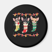 Chihuahua Weihnachtssocken Lights Funny Xmas Dog L Magnet (Vorne)