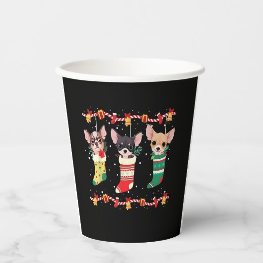 Chihuahua Weihnachtssocken Lights Funny Xmas Dog L Pappbecher (Vorderseite)