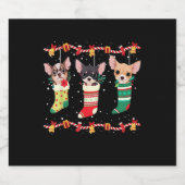 Chihuahua Weihnachtssocken Lights Funny Xmas Dog L Schaumweinetikett (Einzelnes Label)