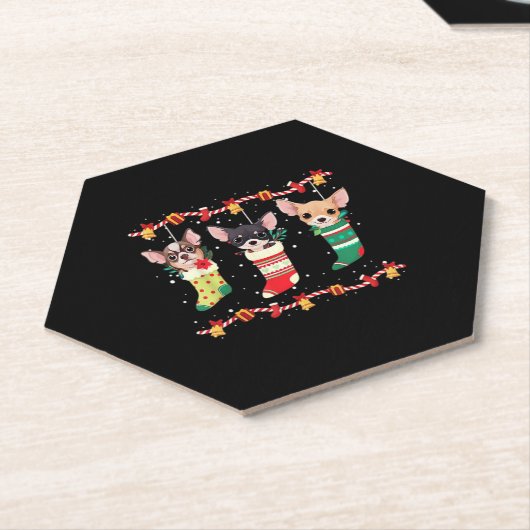 Chihuahua Weihnachtssocken Lights Funny Xmas Dog L Untersetzer (angewinkelt)