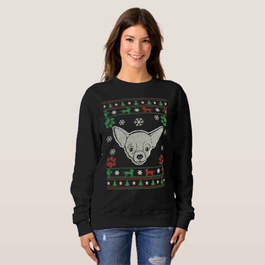 Chihuahua - Weihnachtsstrickjacke Sweatshirt (Vorne ganz)